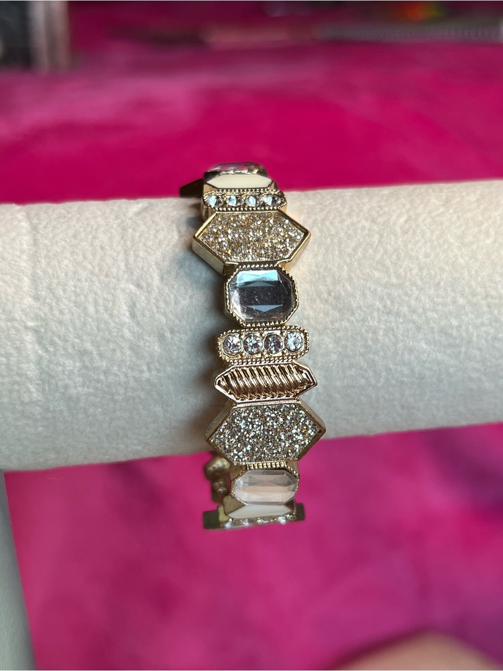 Gold-Tone Crystal Accent Stretch Bracelet